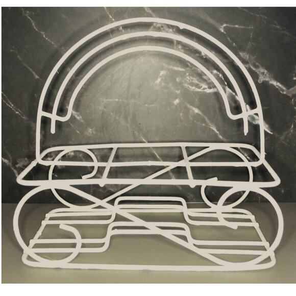 Hazel Atlas Ice Tea Set Vintage MCM 4 Glasses White Metal Caddy Drinkware - Picture 5 of 8